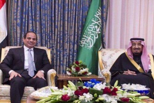 El presidente Al Sisi con el rey saudí Salmán Ben Saud
