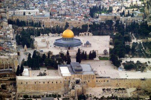 Vista de la Mezquita de Al-Aqsa y la Cúpula de la Roca en Jerusalén