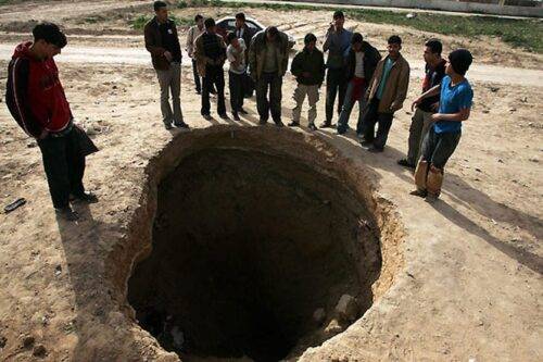 Entrada a un túnel de Gaza.