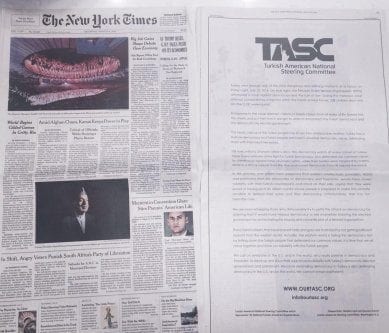 Un artículo publicado en el NewYork Times por una ONG turco-estadounidense advierte que Occidente defraudó al pueblo turco por su actitud ante el golpe de Estado