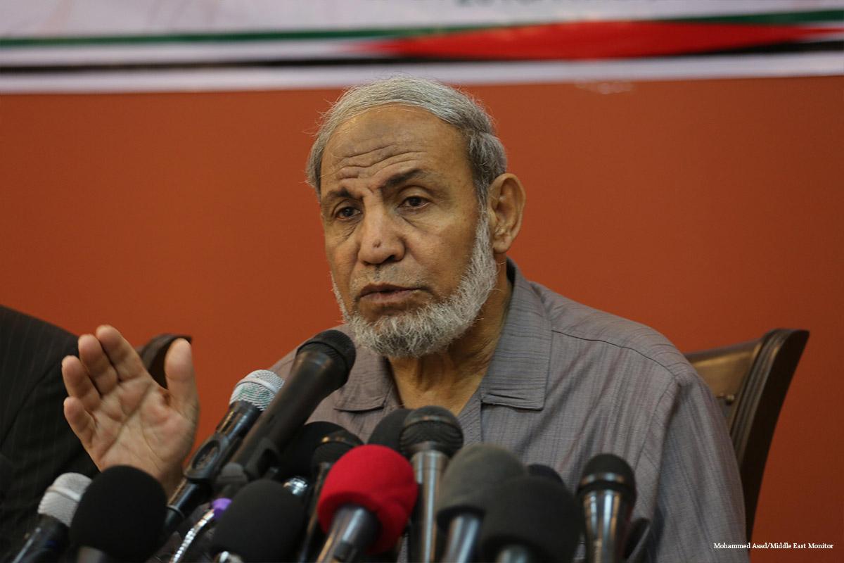 Mahmoud Al-Zahar, uno de los miembros de la cúpula de Hamas, durante una ponencia en Gaza