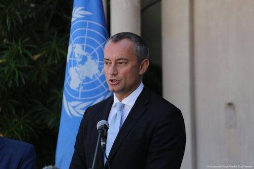 Nikolay Mladenov, Coordinador Especial de las Naciones Unidas para el Proceso de Paz en Oriente Medio, asiste a una conferencia de prensa en Gaza el 25 de septiembre de 2017 [Mohammed Asad / Monitor de Oriente Medio]