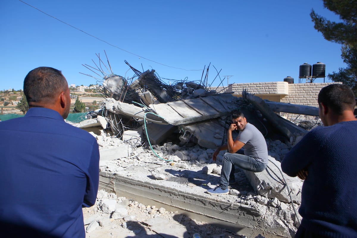 A view of a wreckage, after Israeli forces demolished a house in the, West Bank on 3 October 2019 [Mamoun Wazwaz/Anadolu Agency]