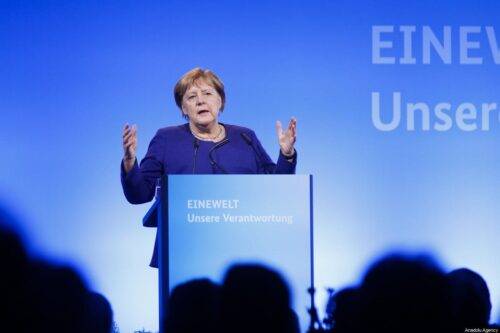 La canciller alemana Angela Merkel en Berlín, Alemania, el 14 de noviembre de 2019 [Abdülhamid Hoşbaş / Agencia Anadolu]