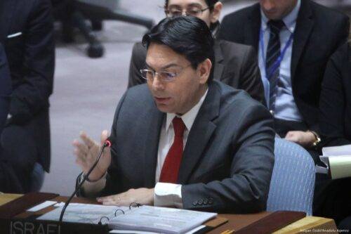 El embajador de Israel en la ONU, Danny Danon, en la sede de la ONU en Nueva York, EE. UU., El 20 de febrero de 2018 [Agencia Atılgan Özdil / Anadolu]