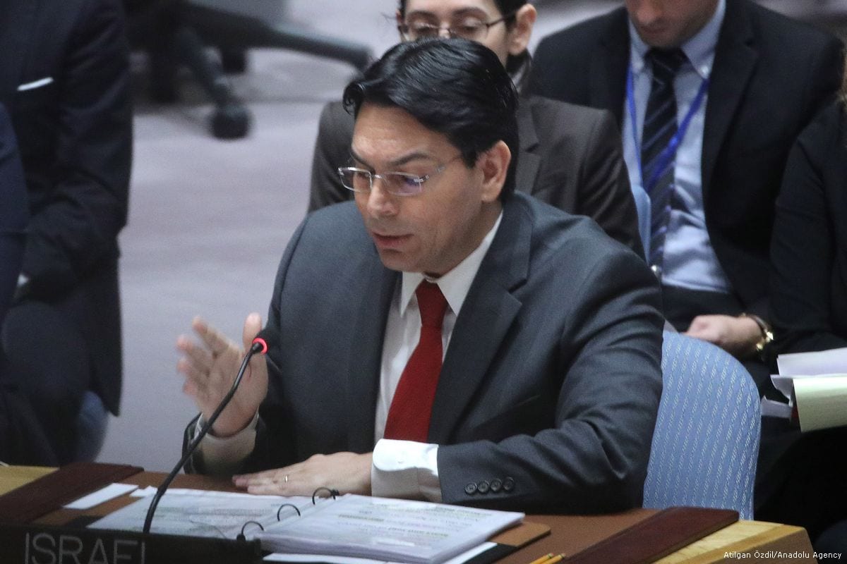 El embajador de Israel en la ONU, Danny Danon, en la sede de la ONU en Nueva York, EE. UU., El 20 de febrero de 2018 [Agencia Atılgan Özdil / Anadolu]