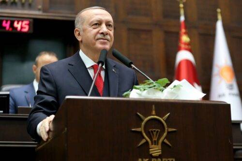 Presidente turco y líder del Partido Justicia y Desarrollo (AK), Recep Tayyip Erdogan, en Ankara, Turquía, el 14 de enero de 2020 [Arda Küçükkaya / Agencia Anadolu]