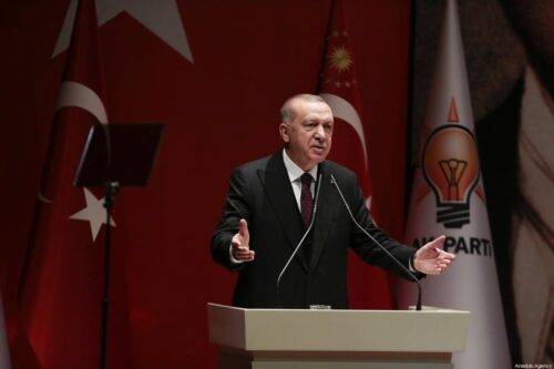 El presidente turco y líder del partido gobernante de Turquía Justicia y Desarrollo (AK), Recep Tayyip Erdogan, en Ankara, Turquía, el 31 de enero de 2020 [Agencia Metin Aktaş / Anadolu]