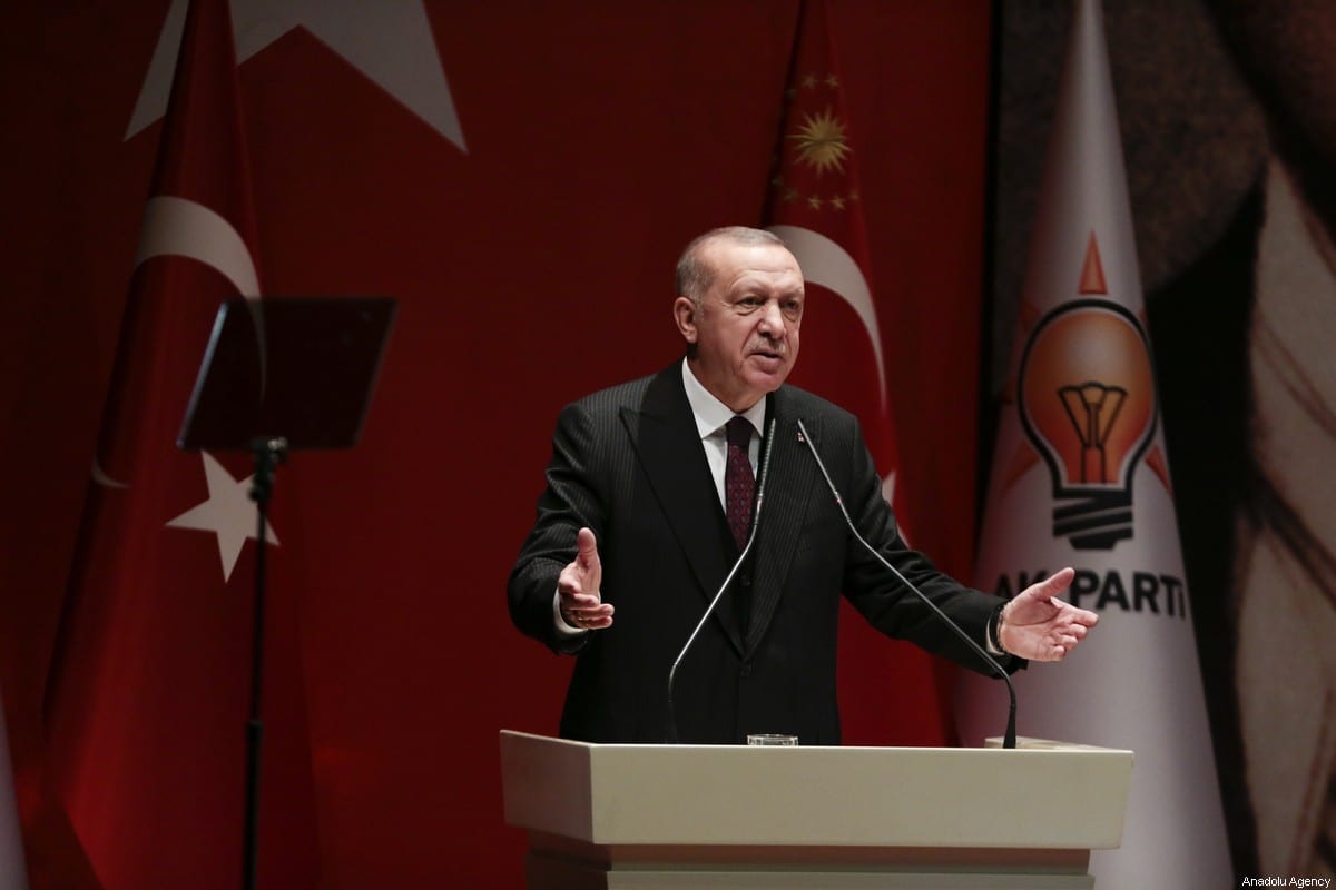 El presidente turco y líder del partido gobernante de Turquía Justicia y Desarrollo (AK), Recep Tayyip Erdogan, en Ankara, Turquía, el 31 de enero de 2020 [Agencia Metin Aktaş / Anadolu]