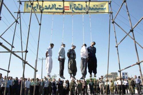 An image of an execution taking place in Iran